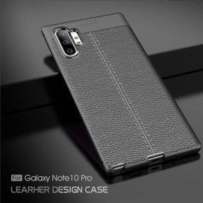 Луксозен силиконов гръб ТПУ кожа дизайн за Samsung Galaxy Note 10 Plus N975F черен